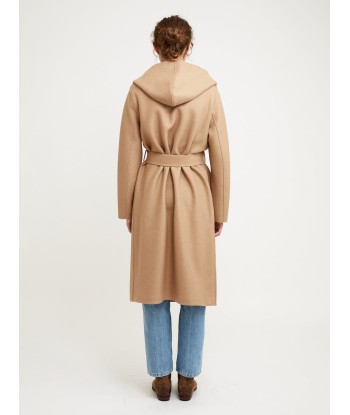 MANTEAU HOODED WRAP PRESSED TAN de technologie