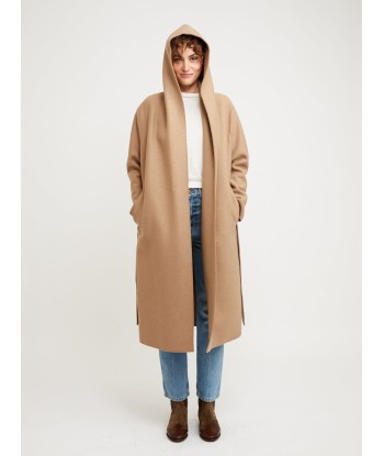 MANTEAU HOODED WRAP PRESSED TAN de technologie