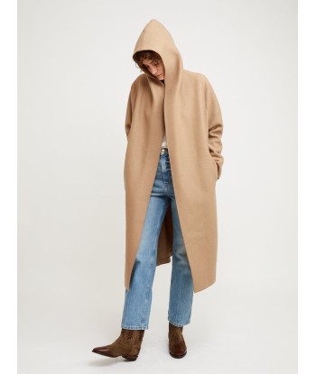 MANTEAU HOODED WRAP PRESSED TAN de technologie