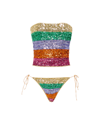 MAILLOT DE BAIN BANDEAU PAILLETTES MULTICOLORE Faites des économies