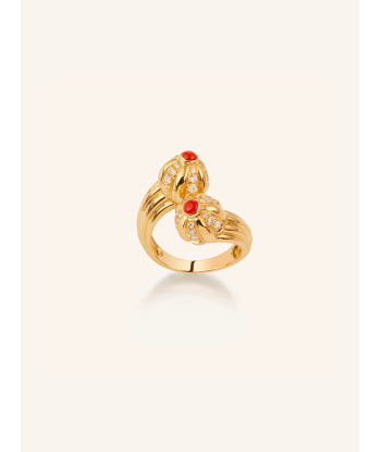 BAGUE DOUBLE GELATO CORAIL ET DIAMANTS paiement sécurisé