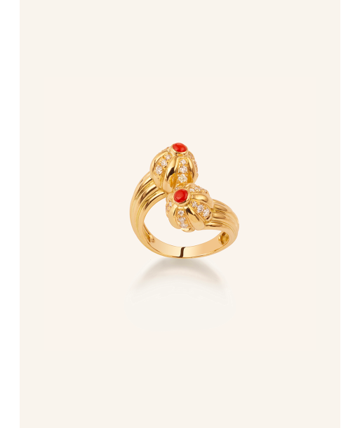 BAGUE DOUBLE GELATO CORAIL ET DIAMANTS paiement sécurisé