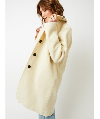 NATURAL WHITE BOILED WOOL OVERCOAT france