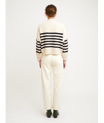 CARDIGAN ROY RAYURES NAVY WHITE pas cher