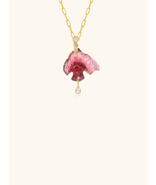 PENDENTIF POISSON TOURMALINE ROSE Livraison rapide