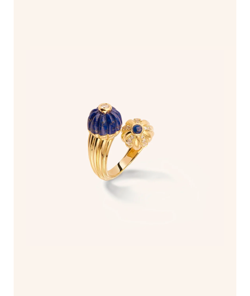 BAGUE DOUBLE GELATO LAPIS-LAZULI ET DIAMANTS brillant des détails fins