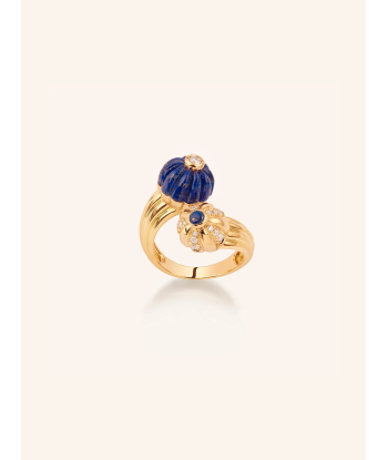 BAGUE DOUBLE GELATO LAPIS-LAZULI ET DIAMANTS brillant des détails fins