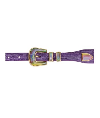 CEINTURE EXCLU CRAZY LEZARD VIOLET ET OR la chaussure