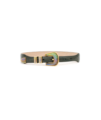 CEINTURE EXCLU CRAZY LEZARD VERT ET OR ou a consommer sur place