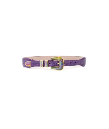 CEINTURE EXCLU CRAZY LEZARD VIOLET ET OR la chaussure