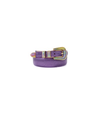 CEINTURE EXCLU CRAZY LEZARD VIOLET ET OR la chaussure