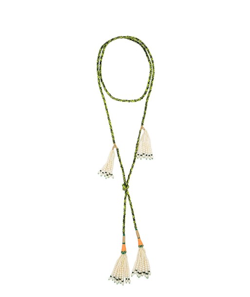 GREEN DOUBLE TIE NECKLACE français